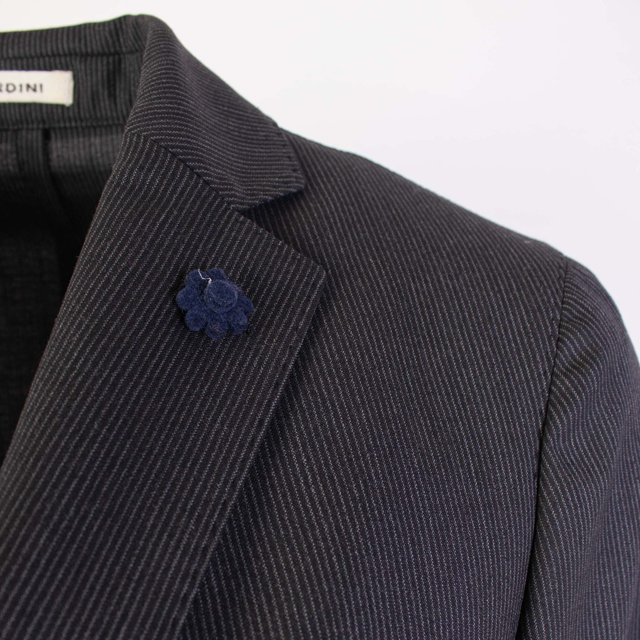 Lardini Grey Pinstripe Wool Jacket - Fizigo