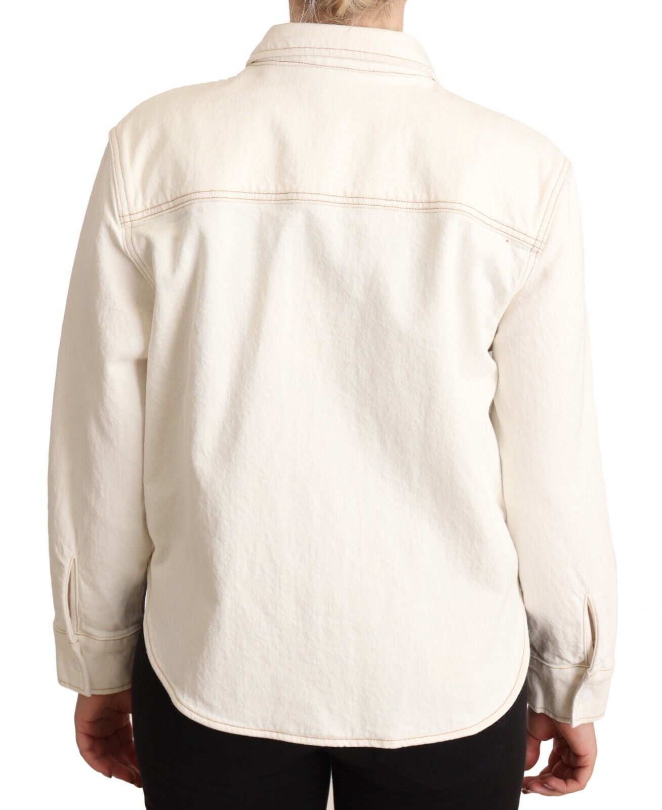 Levi's White Cotton Collared Long Sleeves Button Down Polo Top - Fizigo