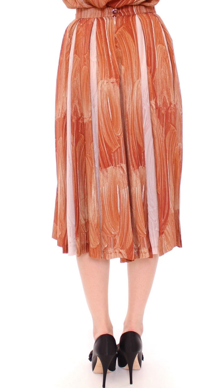 Licia Florio Brown Orange Below Knee Full Skirt - Fizigo