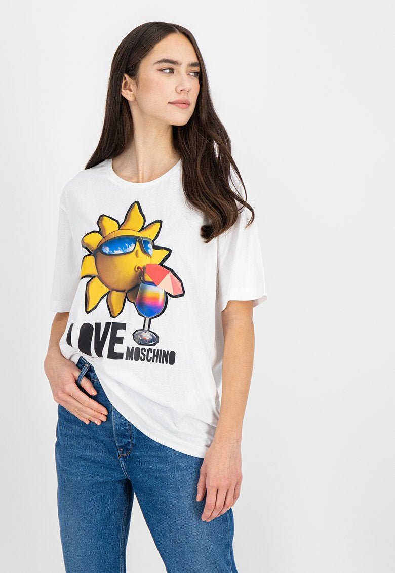 Love Moschino White Cotton Tops & T-Shirt - Fizigo