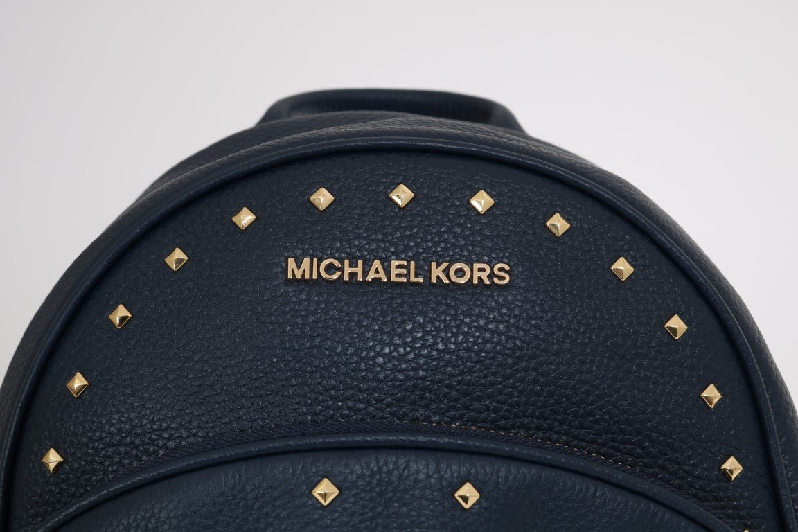 Michael Kors Navy Blue ABBEY Leather Backpack Bag - Fizigo