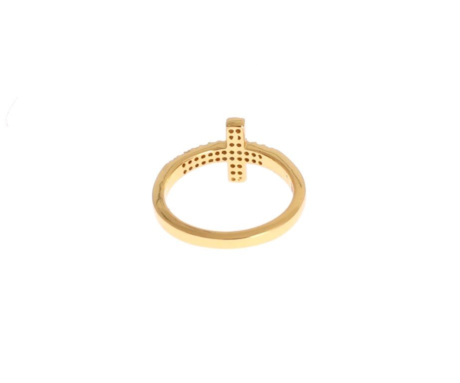 Nialaya Clear CZ Cross Gold 925 Ring - Fizigo