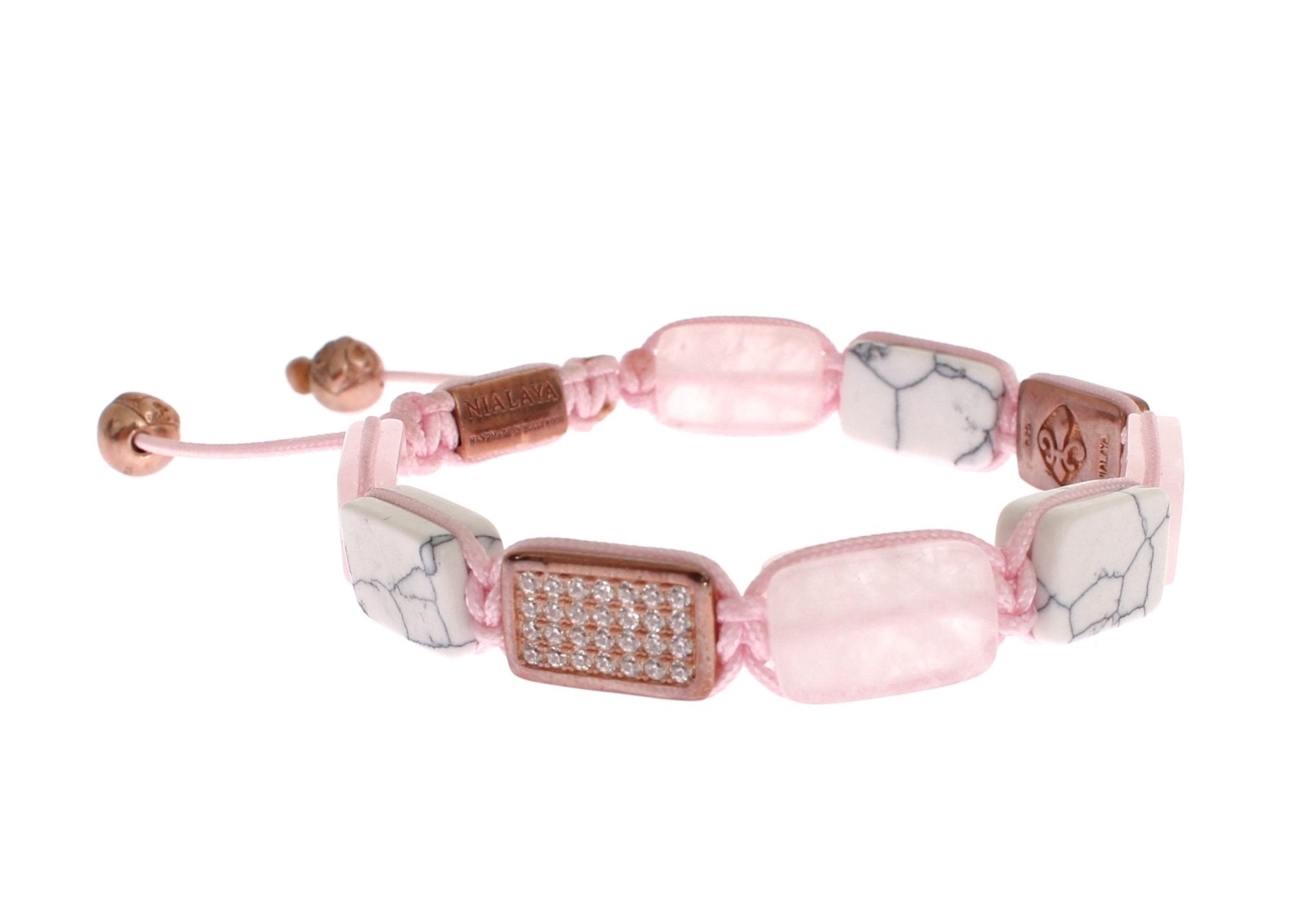 Nialaya CZ Quartz Howlite Rose Gold 925 Bracelet - Fizigo