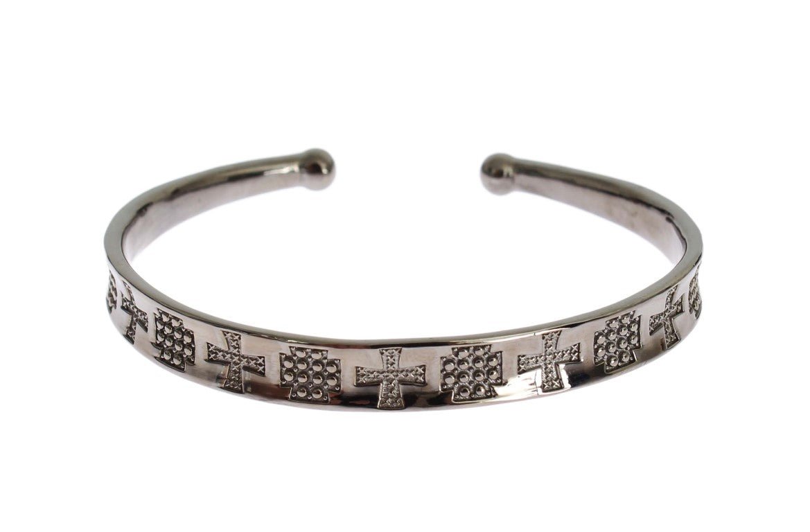 Nialaya Gray Rhodium 925 Silver Bangle Bracelet - Fizigo