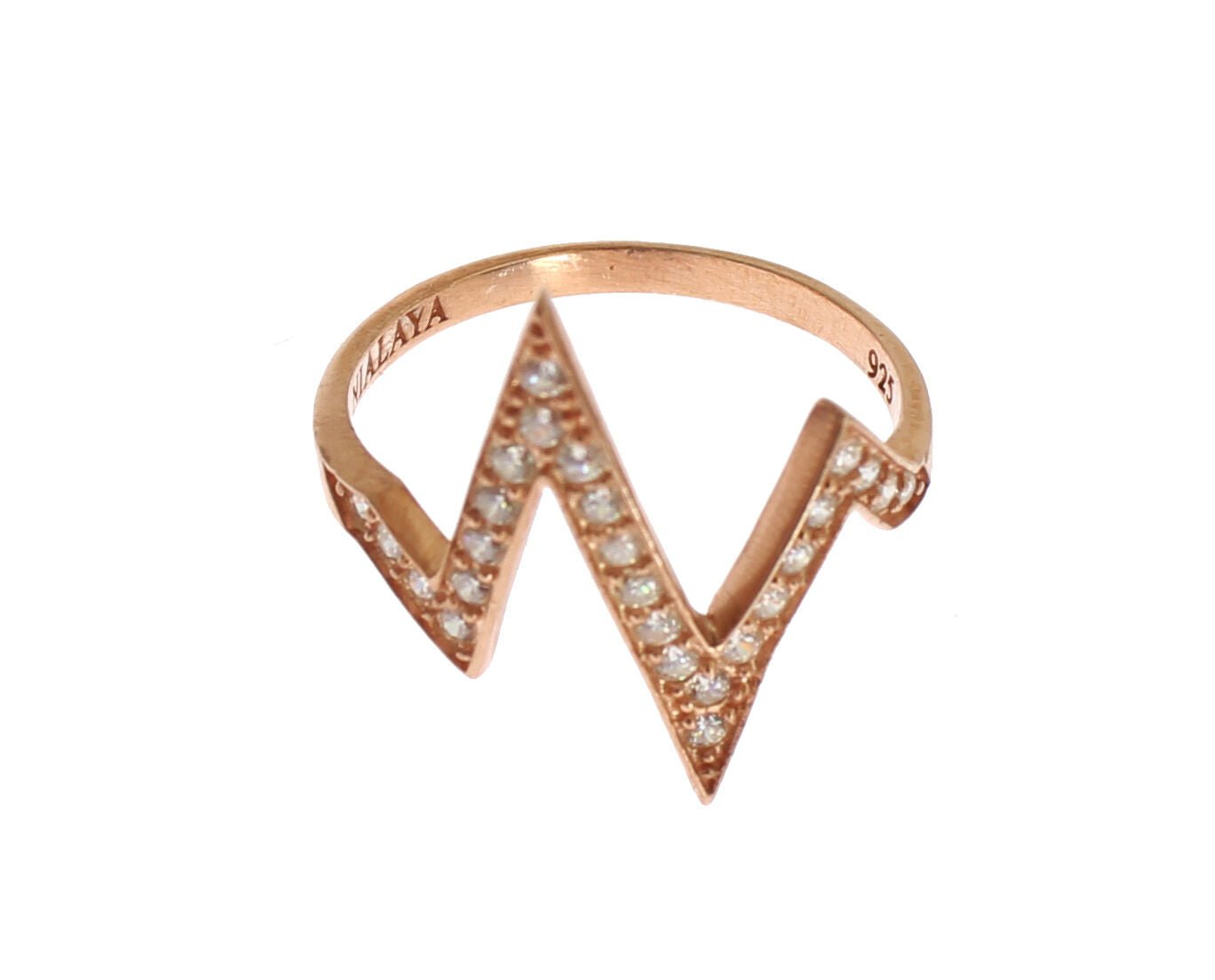 Nialaya Pink Gold 925 Silver Womens Clear Ring - Fizigo