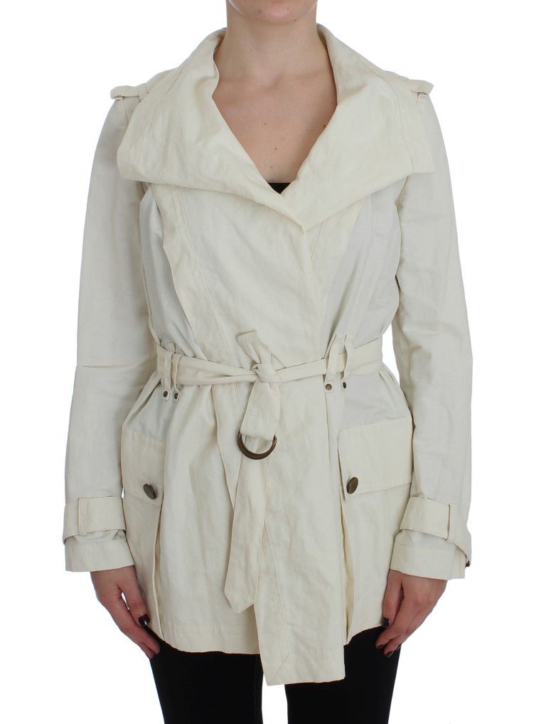 PLEIN SUD White Trench Coat Jacket - Fizigo