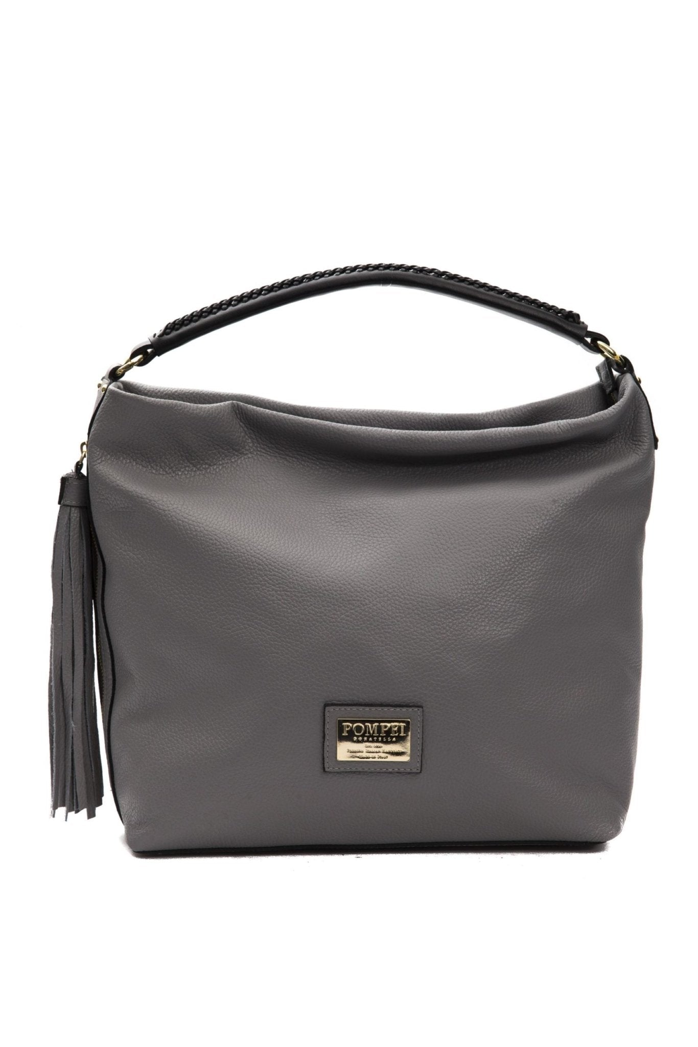 Pompei Donatella Gray Leather Shoulder Bag - Fizigo