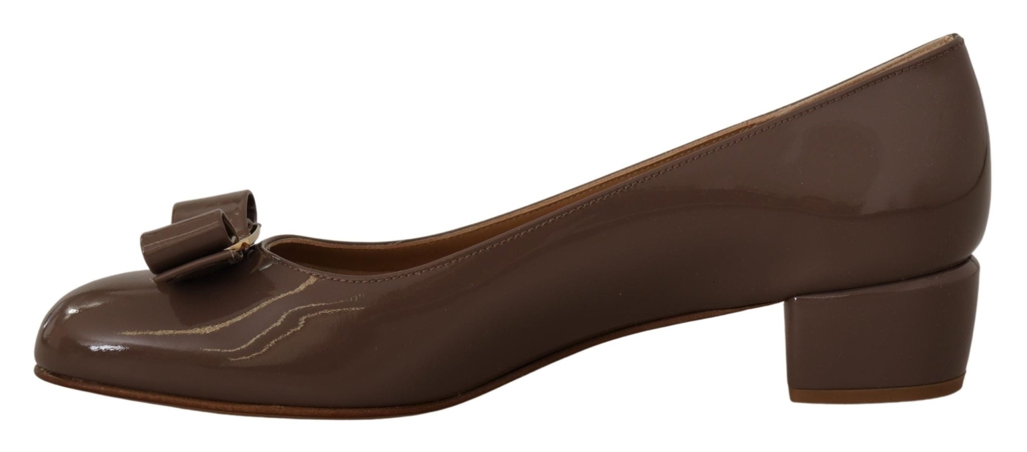 Salvatore Ferragamo Brown Naplak Calf Leather Pumps Shoes - Fizigo