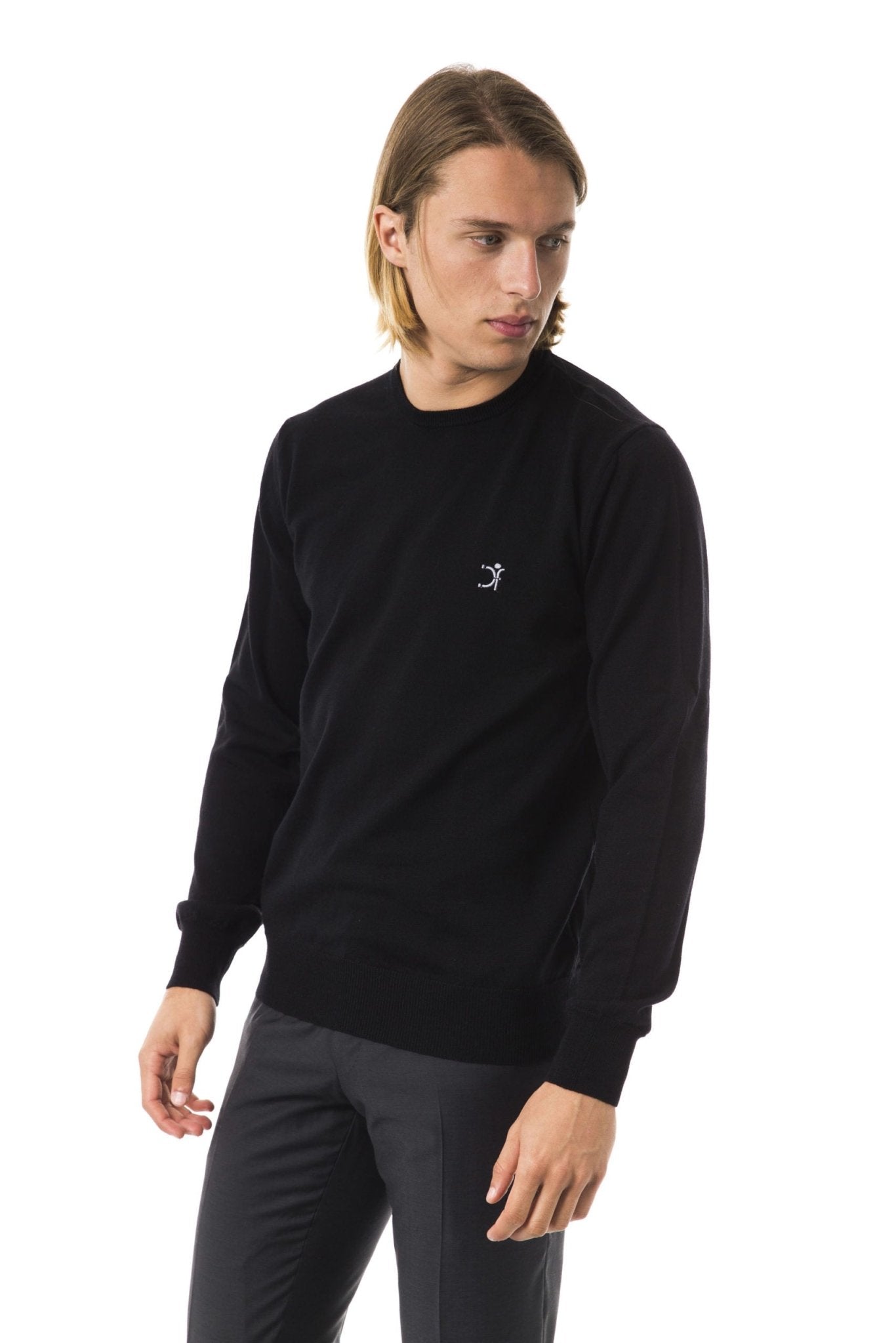 Uominitaliani Black Merino Wool Sweater - Fizigo